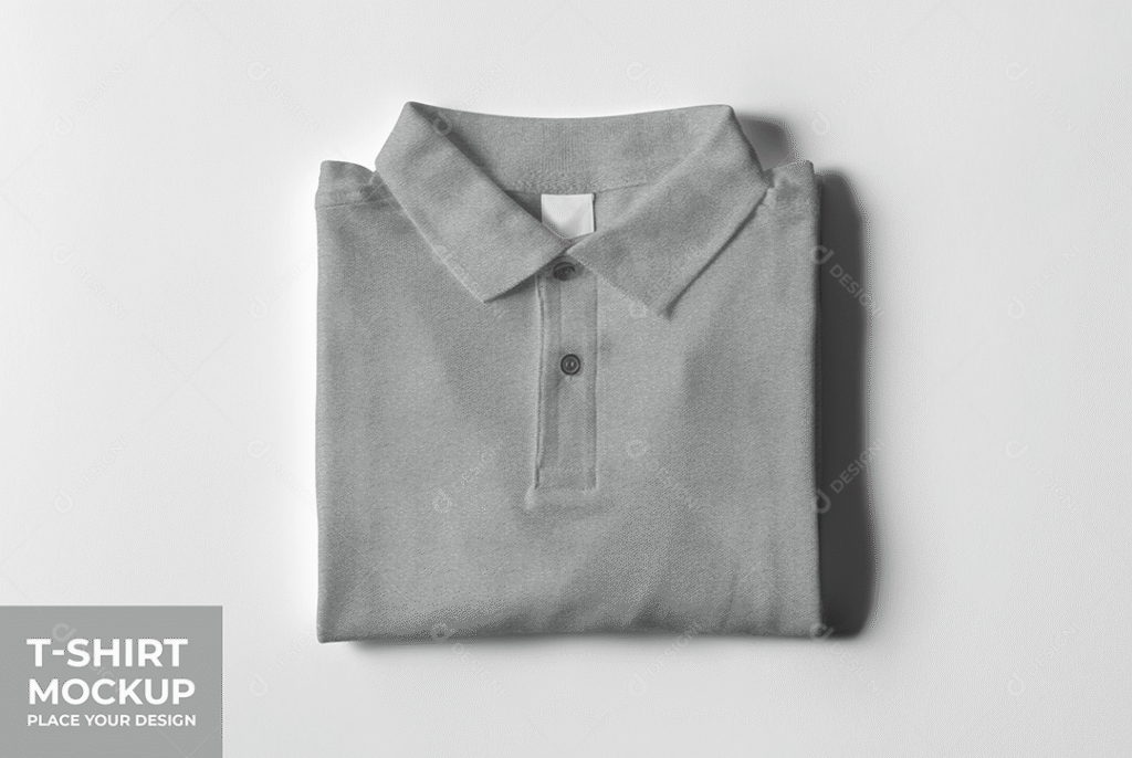 camisa polo dobrada na cor cinza