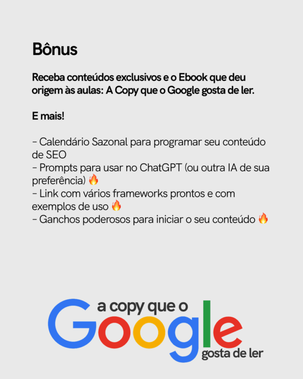 Curso completo de SEO - A Copy que o Google gosta de ler - Imagem 5