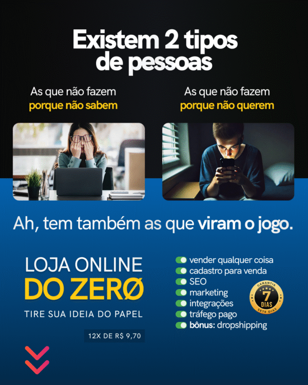 2 tipos de pessoas, uma que procrastina e a outra que cria um ecommerce e vira o jogo